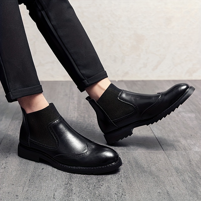 Men s Solid Color Minimalist Style Top Boots, Comfy Non Slip Rubber Sole Durable Casual Walking Shoes, Men s Footwear details 2