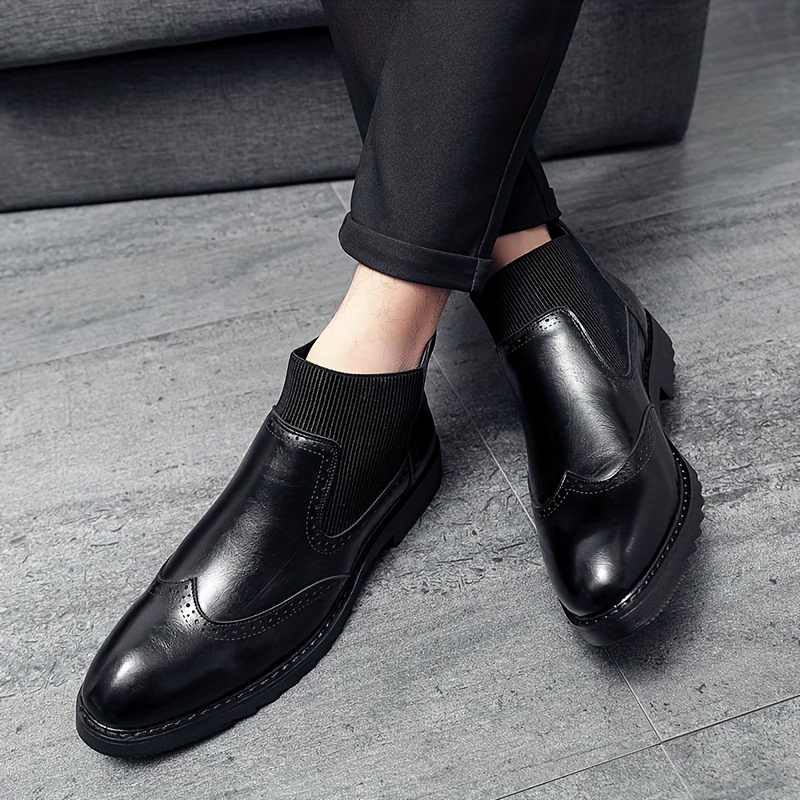 Men s Solid Color Minimalist Style Top Boots, Comfy Non Slip Rubber Sole Durable Casual Walking Shoes, Men s Footwear details 6